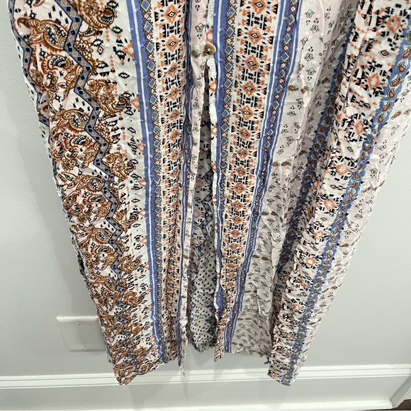 Francesca’s buttons Multicolor Aztec Patterned Sheet Maxi Skirt with Front Slit - Picture 6 of 10